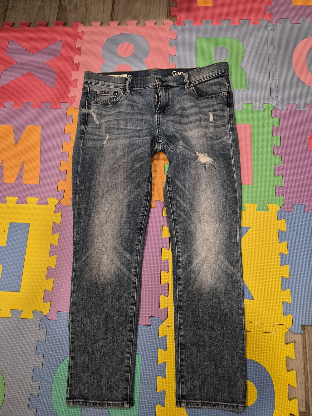 GAP Men’s Slim Straight Distressed Blue Jeans